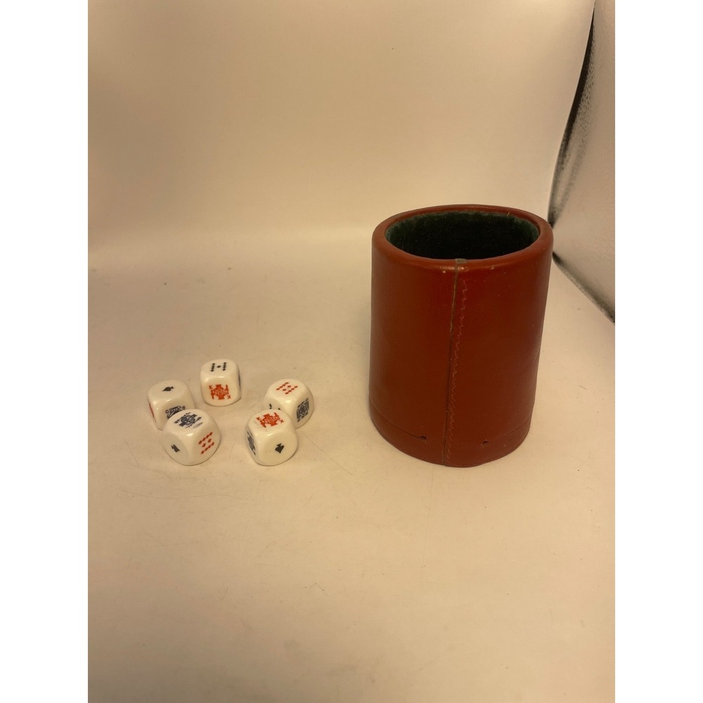 Leatherette Bar Dice Cup And 5 Rounded Corner Dice